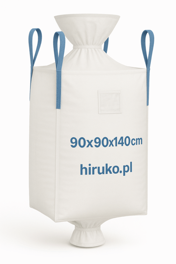 Big Bag U+2 90x90x140 cm | SWL: 1000 kg | 140 GSM | Wlot 35x50 / Wylot 35x50