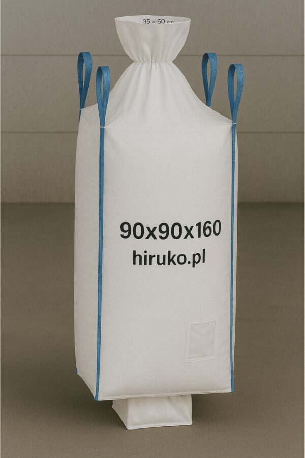 Big Bag U+2 90x90x160 cm | SWL: 1000 kg | 140 GSM | Wlot 35x50 / Wylot 35x50